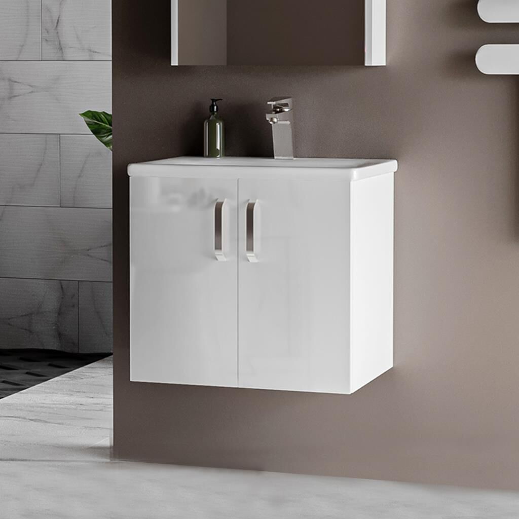 Asmira Lavabolu Alt Dolap - 65 cm - MdfLam Parlak Beyaz