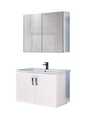 Asmira Banyo Dolabı - 82 cm - 2'li Set - Beyaz