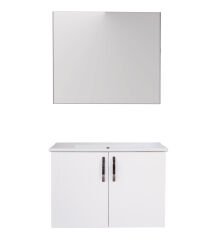 Asmira Banyo Dolabı - 82 cm - 2'li Set - Beyaz