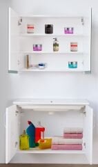 Asmira Banyo Dolabı - 82 cm - 2'li Set - Beyaz