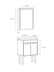 Toronto Banyo Dolabı - 60 cm - 2'li Set - Beyaz - Meşe