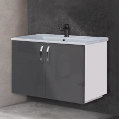 Asmira Lavabolu Alt Dolap - 82 cm - Antrasit Gri