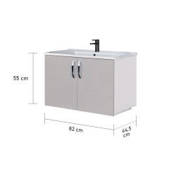 Asmira Lavabolu Alt Dolap - 82 cm - Açık Gri