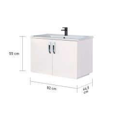 Asmira Lavabolu Alt Dolap - 82 cm - MdfLam Parlak Beyaz