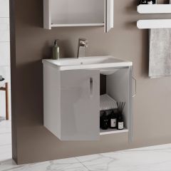 Asmira Lavabolu Alt Dolap - 65 cm - Hg Açık Gri