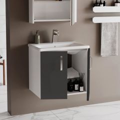 Asmira Lavabolu Alt Dolap - 65 cm - Hg Antrasit Gri