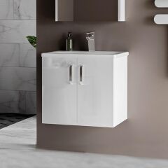 Asmira Lavabolu Alt Dolap - 65 cm - MdfLam Parlak Beyaz