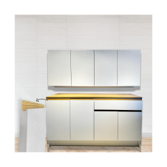 Çok Amaçlı 160 cm J Kulplu Modern Mutfak Dolabı – Meşe (MDF) Tezgahlı - Beyaz (Suntalam) Gövde