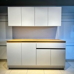 Çok Amaçlı 160 cm J Kulplu Modern Mutfak Dolabı – Meşe (MDF) Tezgahlı - Beyaz (Suntalam) Gövde